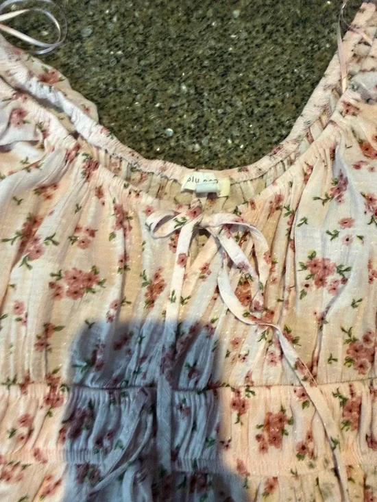 Floral Off-Shoulder Tiered Sundress - Pink Rose Print - Picture 4 of 6